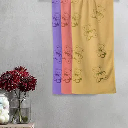 FABINALIV Kids Purple & Yellow 3 Pieces Printed 300 GSM Cotton Bath Towels-image-18