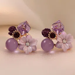 FIMBUL Gold-Plated Floral Studs Earrings-20