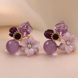VAGHBHATT Crystals Pearl Floral Studs Earrings-16