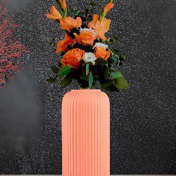 LASAKI Evelyn Pink Textured Ceramic Cylindrical Flower Vase-image-104