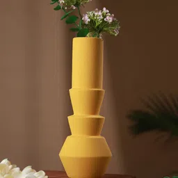 TIED RIBBONS Yellow Decorative Ceramic Flower Vase-8
