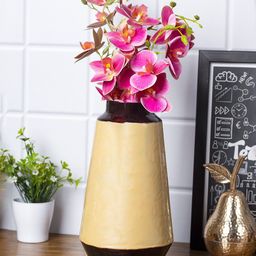MARKET99 Yellow & Maroon Self Design Iron Flower Vase-31
