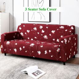 HOKIPO Maroon & White 3 seater Printed Polyester Sofa Cover-image-50