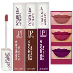 PERPAA Set of 3 Power Stay Lipsticks 5ml Each - Wine 03, Bom Bon Brown 16, Apple Red 22-36