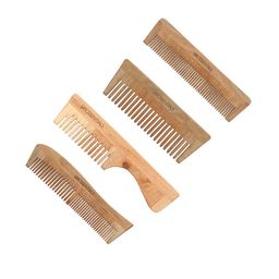 OROSSENTIALS Set of 4 Neem Wooden Comb - Brown & Beige-21