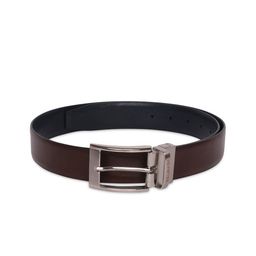 Belwaba Men Brown & Navy Blue Textured Reversible Leather Belt-image-96
