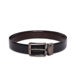 Belwaba Men Black & Brown Reversible Textured Leather Belt-image-22