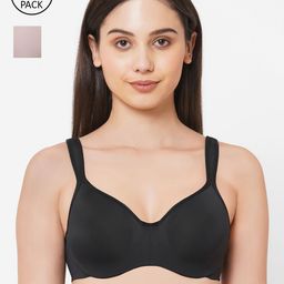 Soie Pack of 2 Full Coverage Padded Wired Sweetheart Neckline Seamless Cups Bra-41