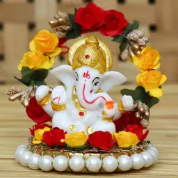 eCraftIndia White Textured Ganesh Idol Figurine Showpieces-image-82