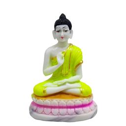 GLOOKS White & Yellow Marble Buddha Idol Showpiece-image-64