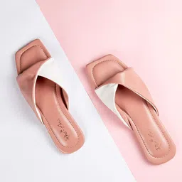 Rhe-Ana Women Pink Colourblocked Party Mules with Bows Flats-image-51