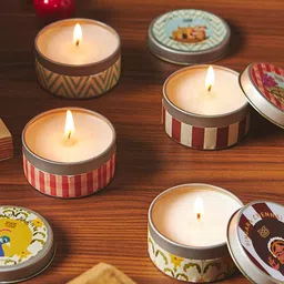 Chumbak Brown 4 Pieces Tin Candles Gift Box-image-12