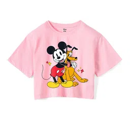 Wear Your Mind Girls Mickey & Goofy Printed Drop-Shoulder Sleeves Pure Cotton Boxy T-shirt-picture-2