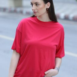 TITTLI Round Neck Pure Cotton Oversized T-shirt-image-62