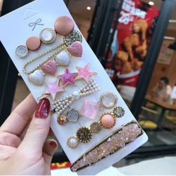 Jewels Galaxy Ad & Pearl Heart Hair Clips Jewellery-picture-2