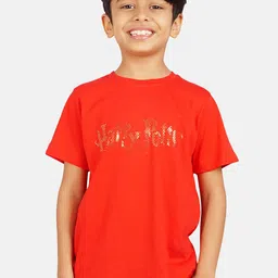 Harry Potter by Wear Your Mind Boys Red & Gold-Toned Harry Potter Pure Cotton T-shirt-image-9