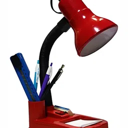 SPARK WORLD Red & Black Metal Contemporary Bell Shaped Table Lamp-21