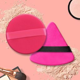 MATRA Set Of 2 Round & Triangle Powder Puffs With Strap-15
