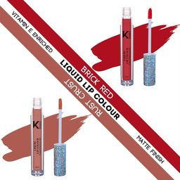 KINDED Set Of 2 Vitamin E Enriched Long Lasting Matte Liquid Lip Colour Lipstick 6 ml-Brick Red 04 & Rust Crust 05-22