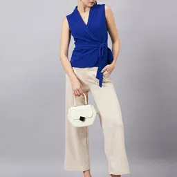Orchid Blues V-Neck Sleeveless Wrap Crop Top-picture-8