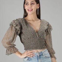 smisingbee Floral Printed V Neck Crop Top-image-14