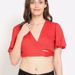 NoBarr Red Wrap Crop Top-image-67