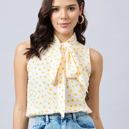 Style Quotient Floral Print Tie-Up Neck Top-image-14