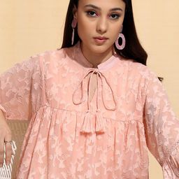 Tokyo Talkies Floral Tie-Up Neck Puff Sleeve Top-image-92