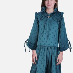 Gini and Jony Teal Printed Tie-Up Neck Top-picture-35