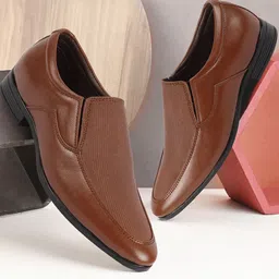 FAUSTO Men Pointed Toe Textured Formal Slip-On Shoes-picture-10