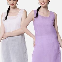 PARAMOUNT CHIKAN Women lavender & White Pack Of 2 Solid Cotton Camisoles-55