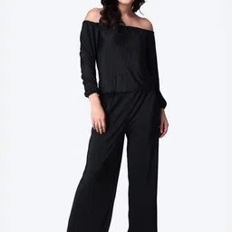 Popwings Polyester Self-Design Off-Shoulder Top With Palazzos-26