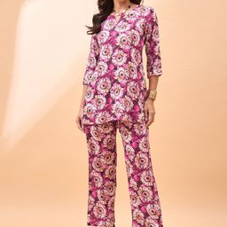 all about you Printed Round Neck Top & Flared Trouser Co-Ords-picture-2