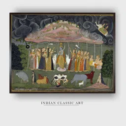 INDIAN CLASSIC ART Grey & Pink Religious Painting Wall Art-picture-35
