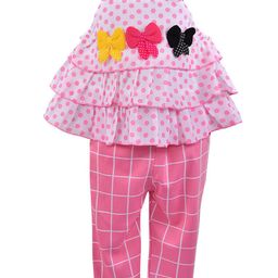 Wish Karo Girls Pink & White Printed Top with Trousers-image-113