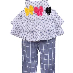 Wish Karo Girls Grey & White Printed Layered Top with Trousers-image-47