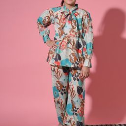 Readiprint Fashions Girls Floral Printed Pure Cotton Top With Palazzos-image-82