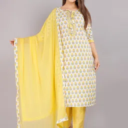 HIGHLIGHT FASHION EXPORT Floral Printed Straight Kurta With Trousers & Dupatta-image-67