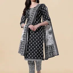 KALINI Floral Printed Gotta Patti Pure Cotton Kurta With Trousers & Dupatta-58