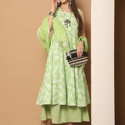 Jompers Women Floral Printed Regular Kurta with Palazzos & With Dupatta-4