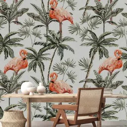 space of joy 16 Feet Vintage Flamingo 350 Gsm Wallpaper Roll-picture-13