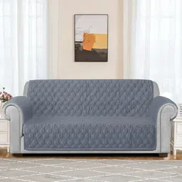 eyda Grey Velvet 3 Pieces Sofa Cover With Arms-40