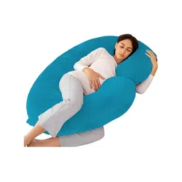 Pum Pum Blue Fibre Filled Faux Velvet Ultra Soft Sleep C Shaped Maternity Pillow-image-49