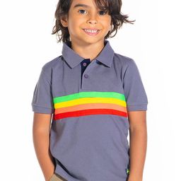 Cherry Crumble Boys Grey Cut & Sew Colorful Striped Polo T-shirt Shirt-image-29