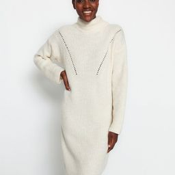 Trendyol Self Design High Neck Long Sleeve Acrylic A-Line Dress-picture-39