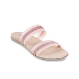 Mochi Women Peach-Coloured Striped Flats-image-53