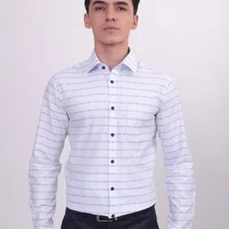 LOUIS STITCH Horizontal Striped Cotton Formal Shirt-picture-33