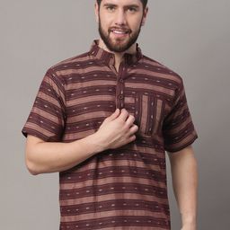 Enchanted Drapes Striped Mandarin Collar Pure Cotton Kurta-image-86