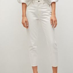 MANGO Women White Mom Fit Mid-Rise Clean Look Pure Cotton Cropped Sustainable Jeans-image-88
