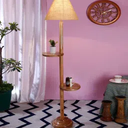 new era Classic Wooden Floor Lamp with Jute Shade (Natural & Beige)-picture-33